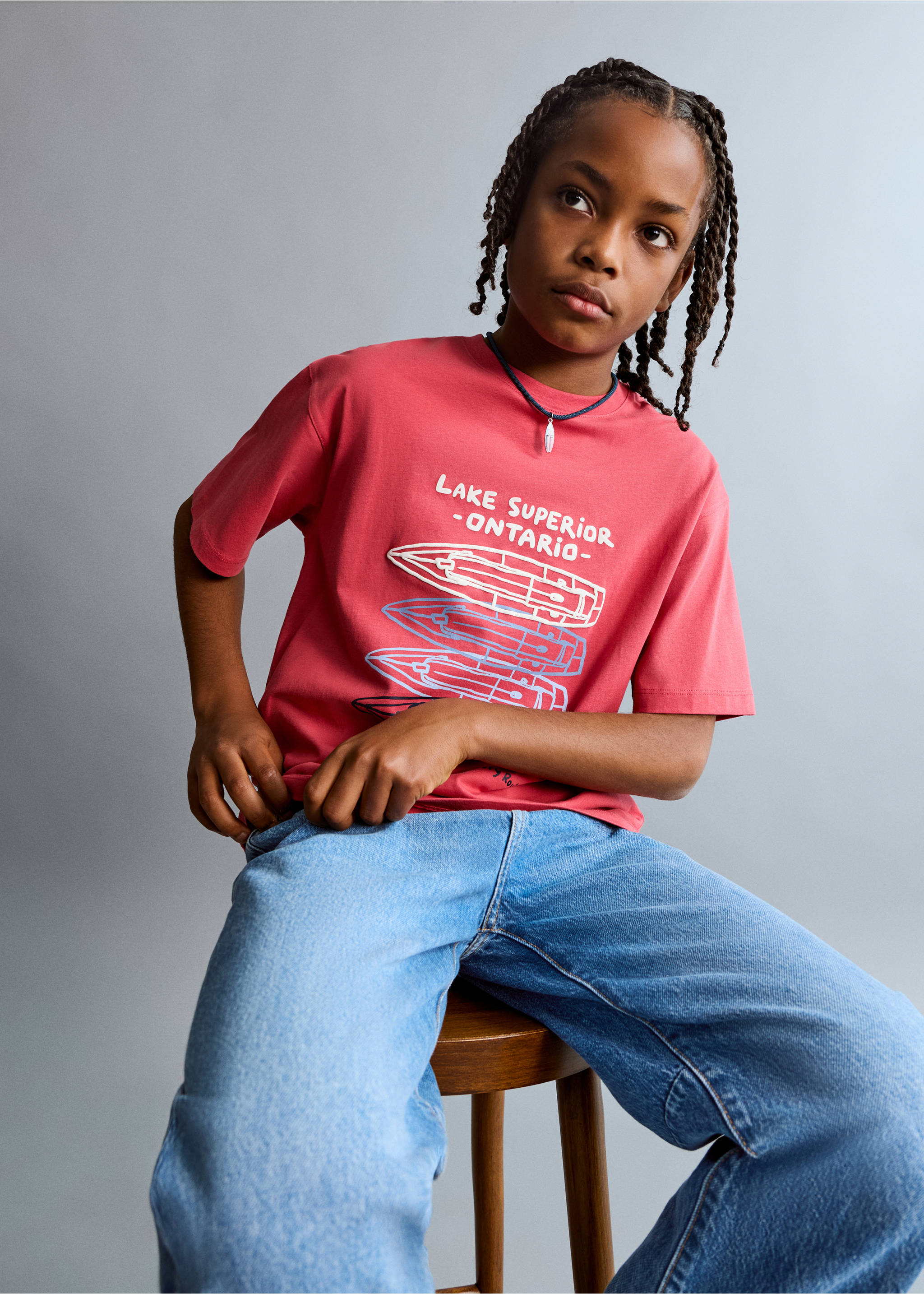 印花棉质混纺T恤 - null, 红色. Ref: 27025149-00.