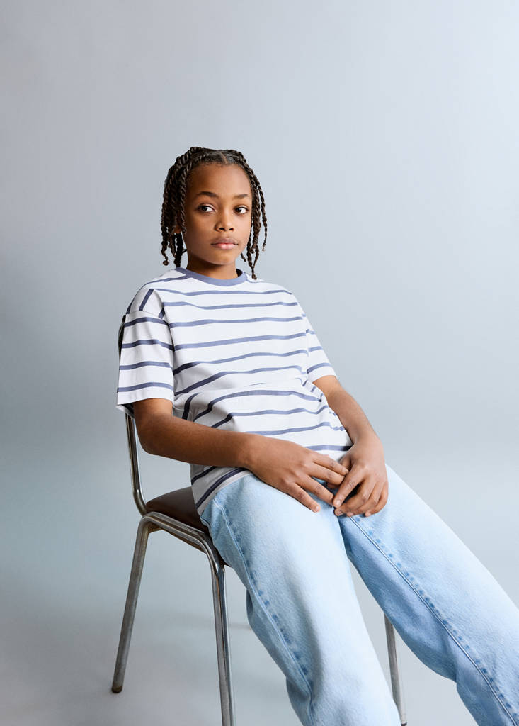 Striped cotton T-shirt — Blue