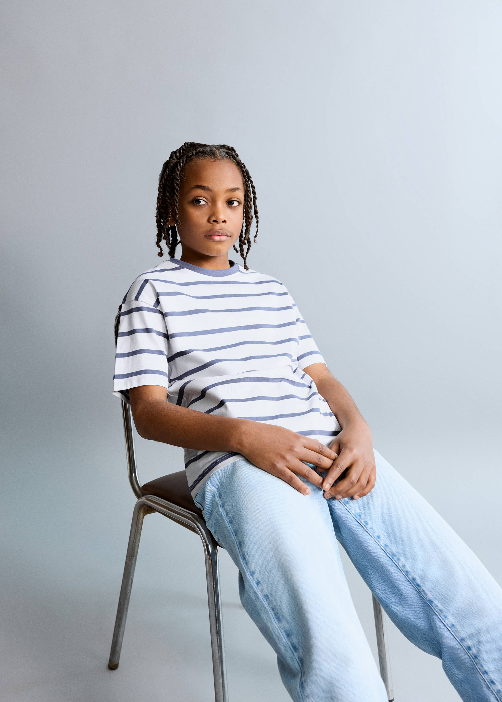 条纹棉质T恤 - null