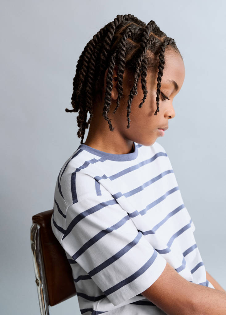 Striped cotton T-shirt — Blue