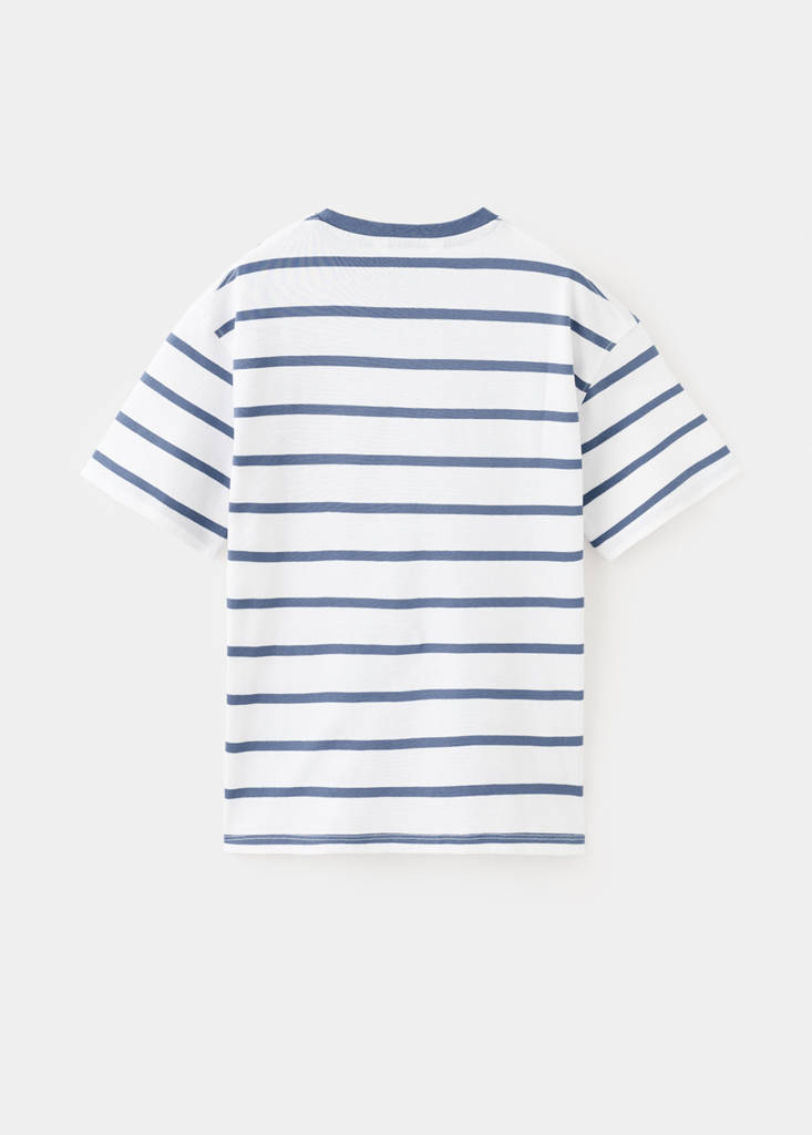 Striped cotton T-shirt — Blue