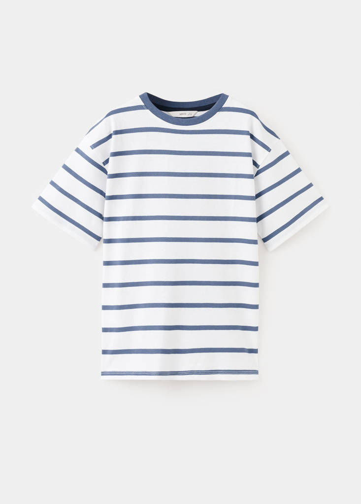 Striped cotton T-shirt — Blue