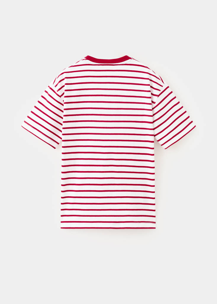 Striped cotton T-shirt — Red