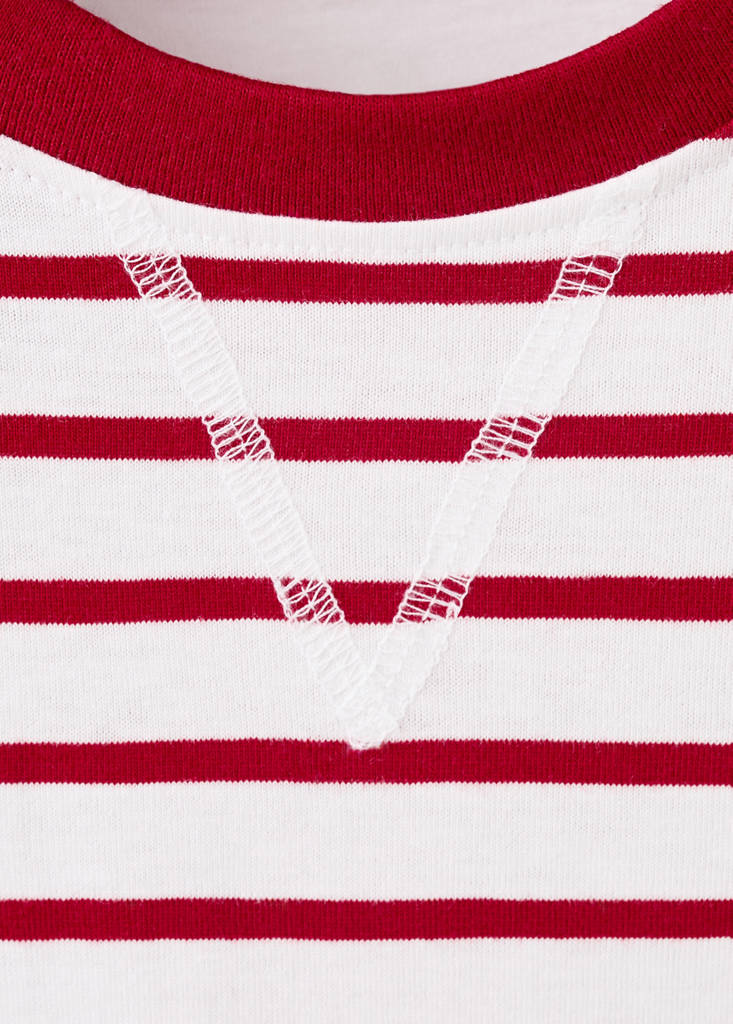 Striped cotton T-shirt — Red