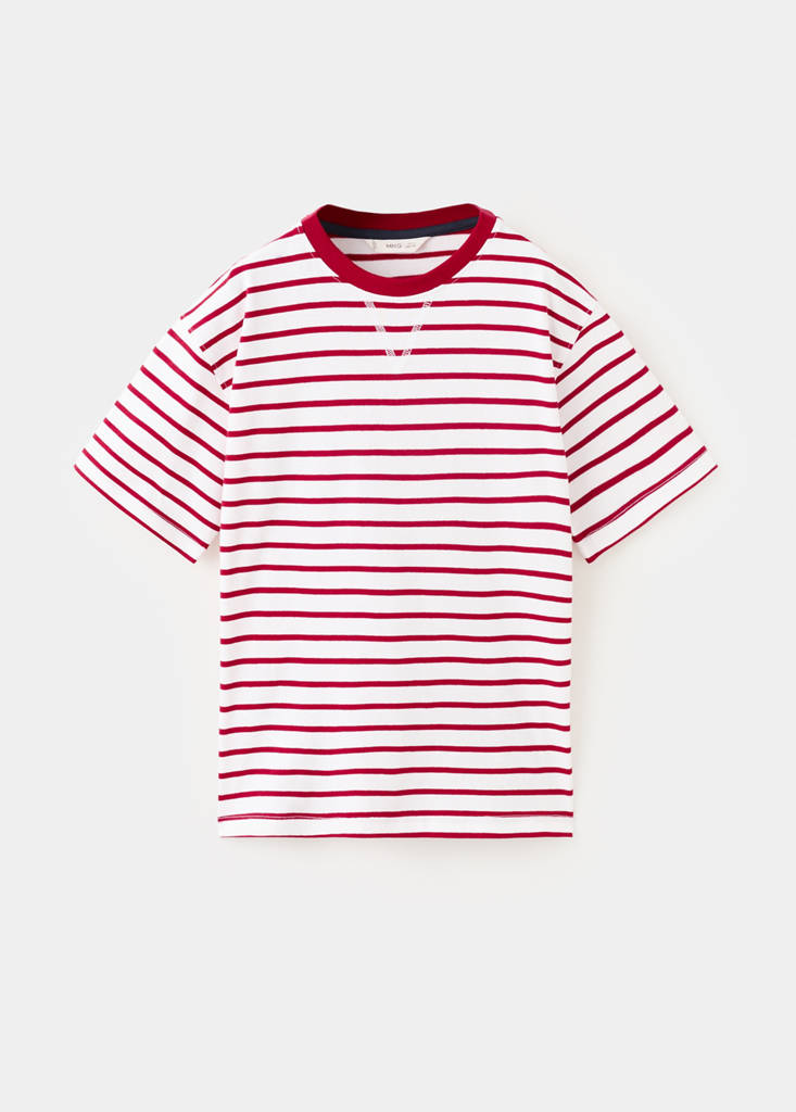 Striped cotton T-shirt — Red