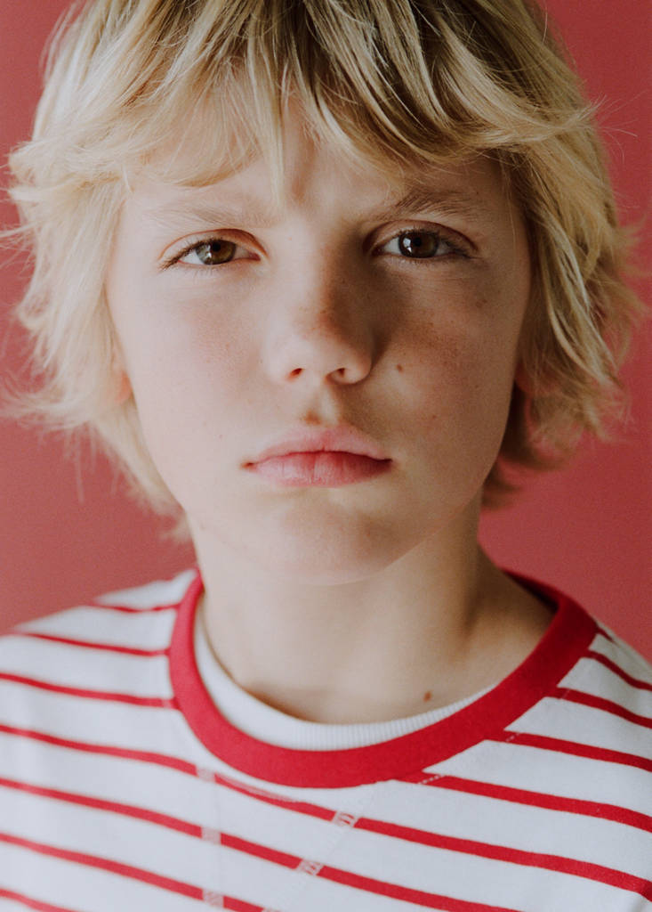 Striped cotton T-shirt — Red