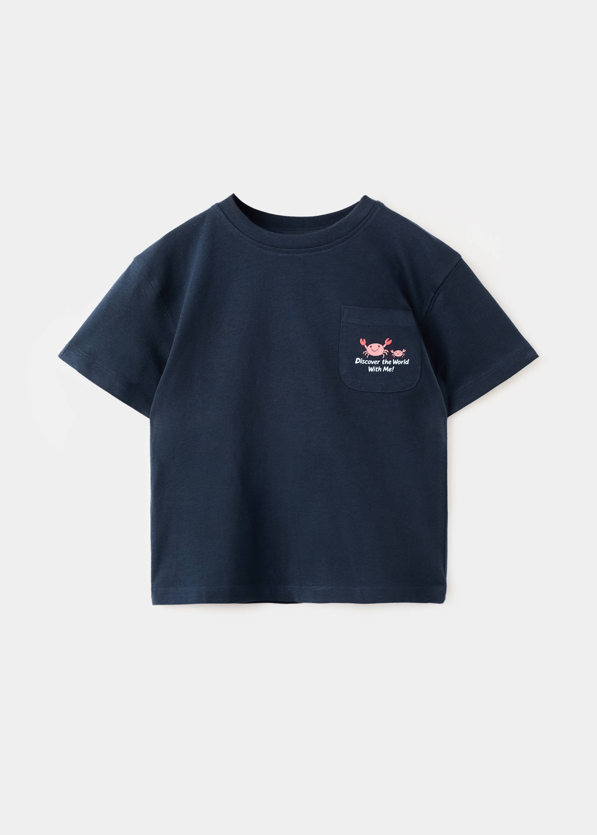 تيشيرت بتفاصيل جيب مطبوع - منتج دون نموذج