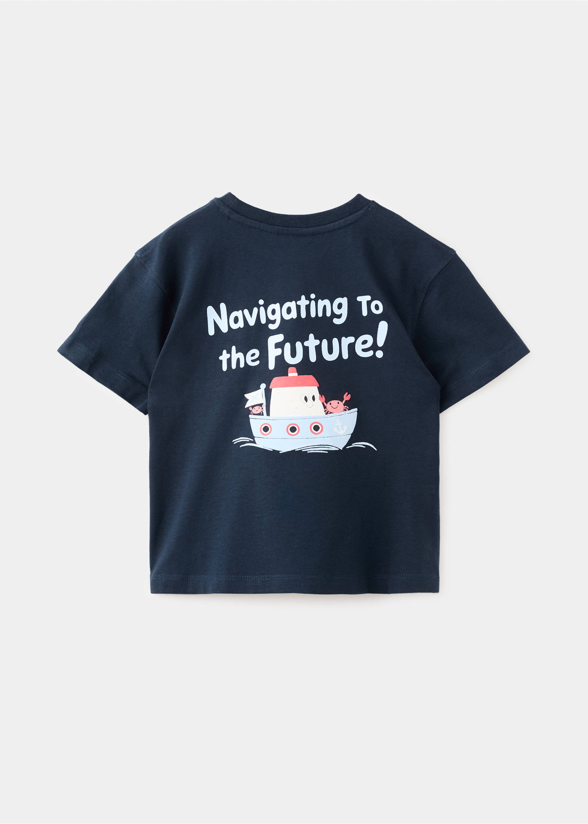 تيشيرت بتفاصيل جيب مطبوع - الجهة الخلفية للمنتج, أزرق غامق. Ref: 27025151-00.