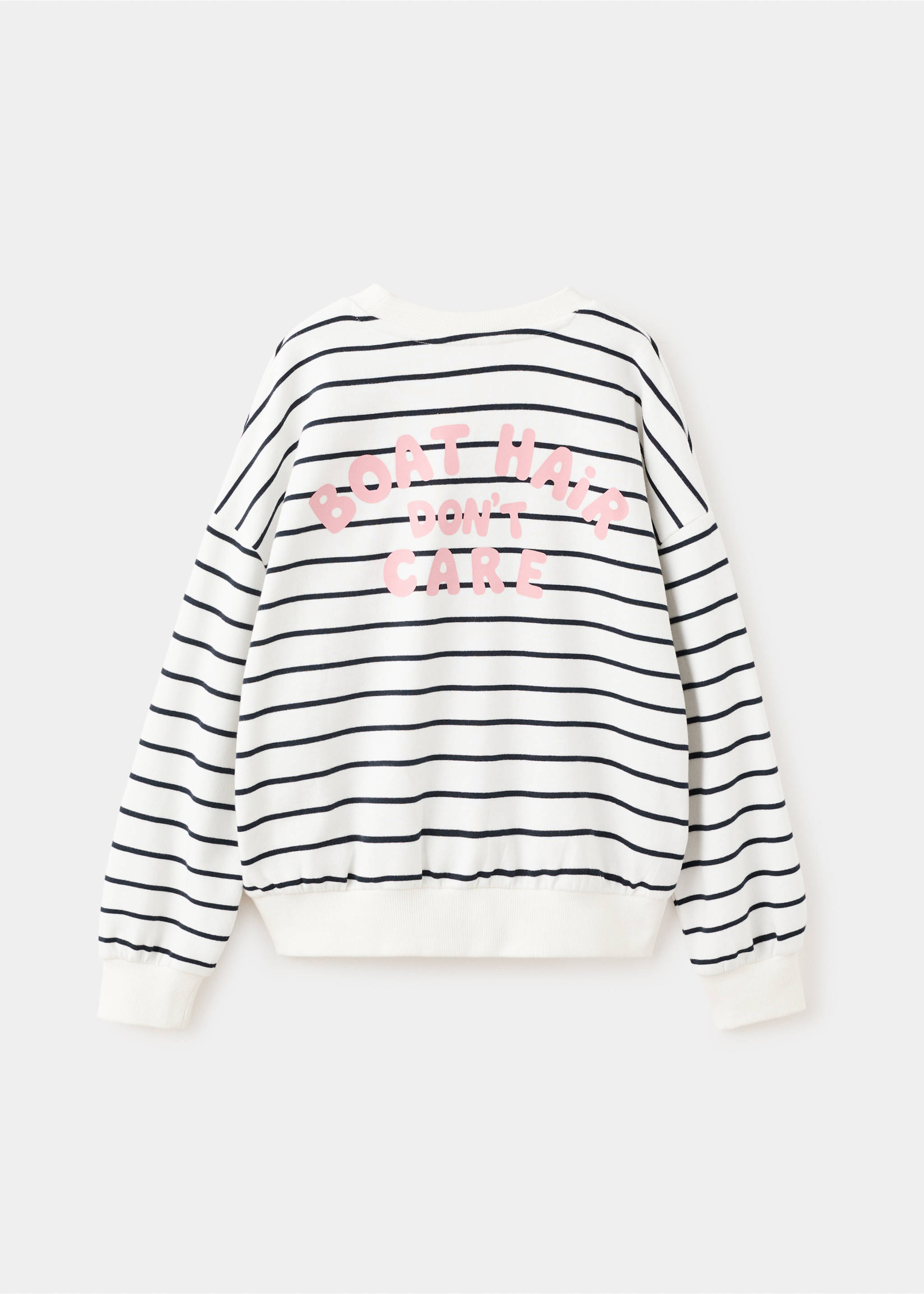 Sweat rayé avec inscription imprimée - Verso de l’article, Blanc cassé. Ref: 27025152-00.