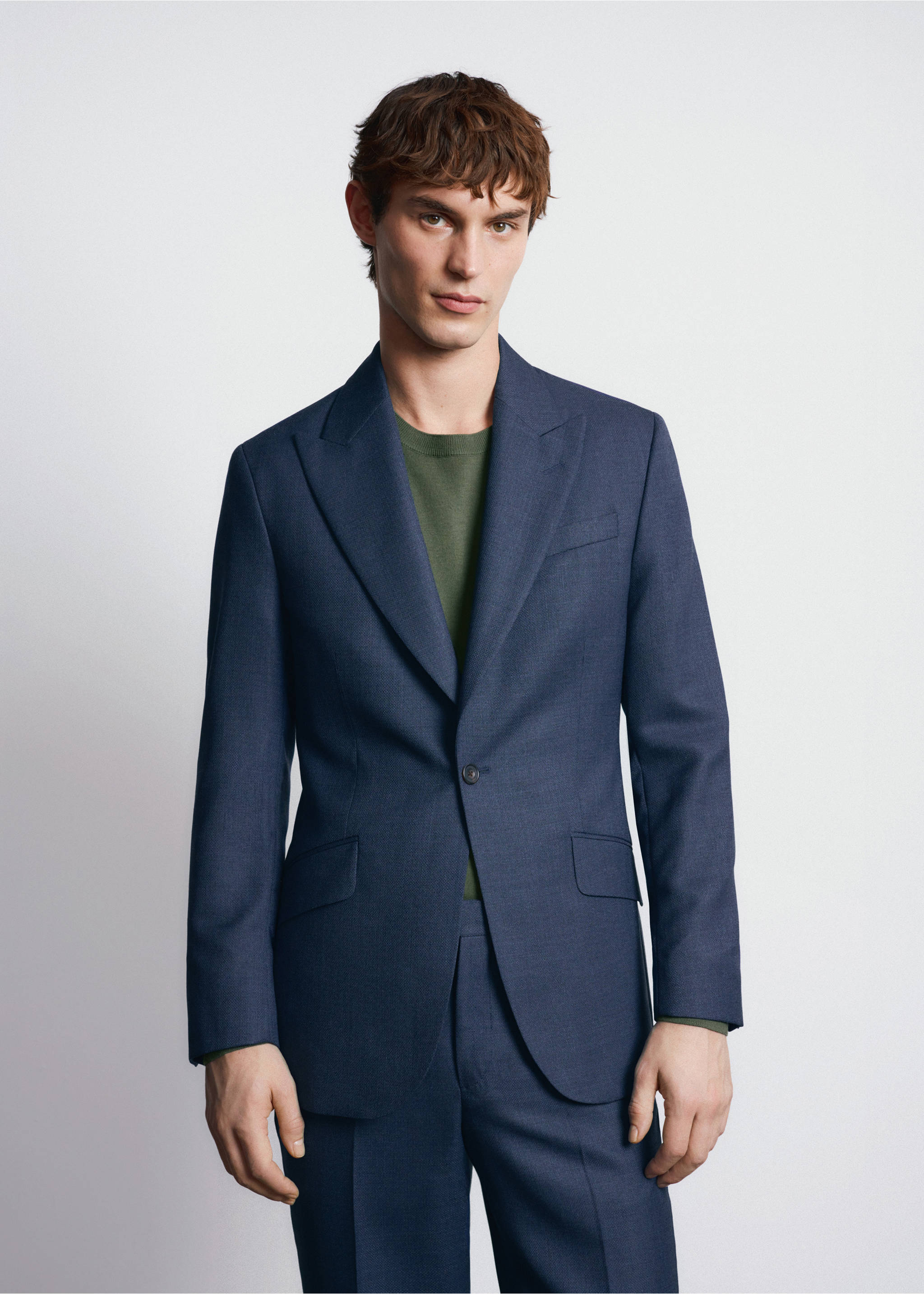 Americana 100% lana Vitale Barberis Canonico® - Plano medio, Azul. Ref: 27025153-00.