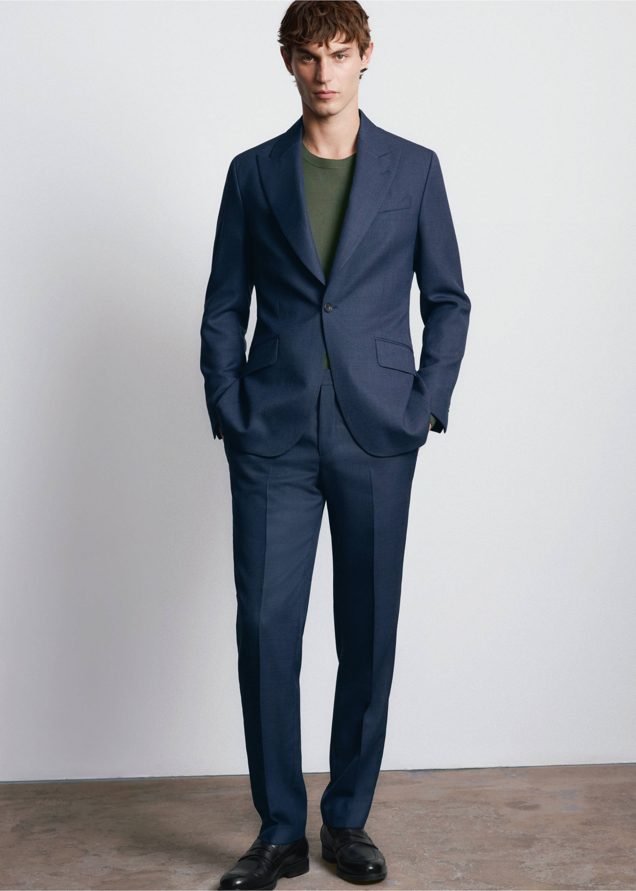 Americana 100% lana Vitale Barberis Canonico® - Detalle del artículo 4, Azul. Ref: 27025153-00.