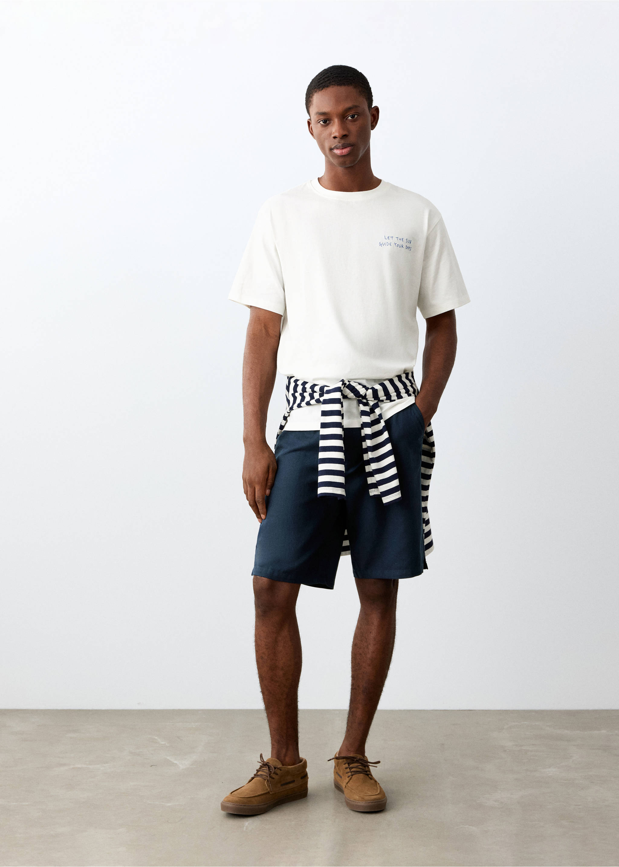 Camiseta algodón estampada - Plano general, Blanco roto. Ref: 27025159-00.