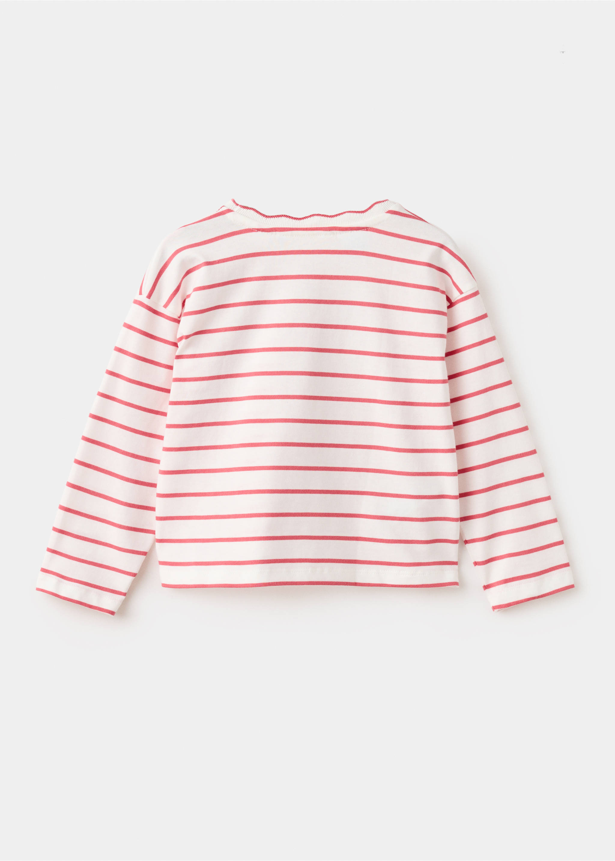 Striped T-shirt with Daisy print - Reverse of the article, Red. Ref: 27025170-00.