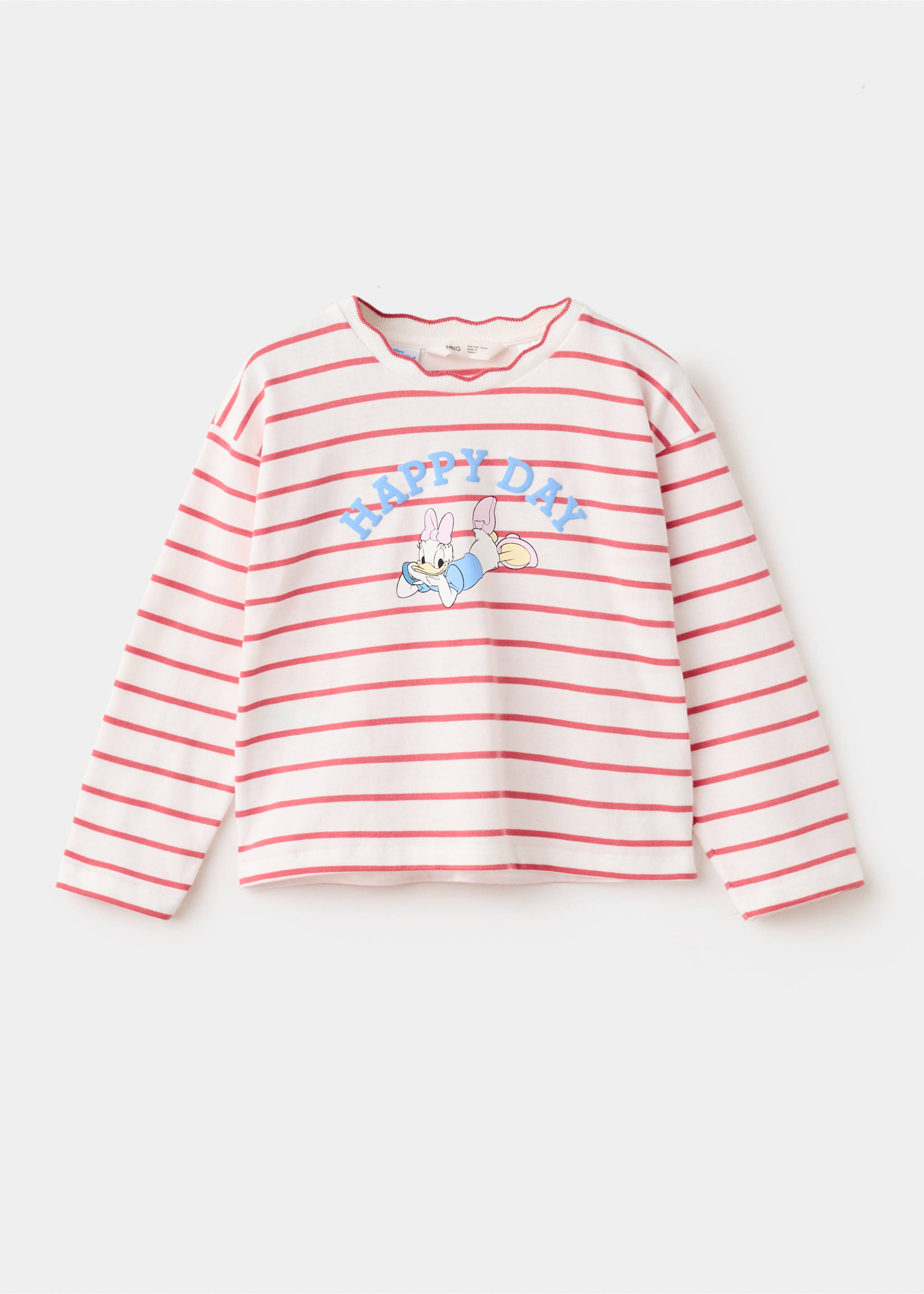 Daisy print striped tee - Article without model, Red. Ref: 27025170-00.