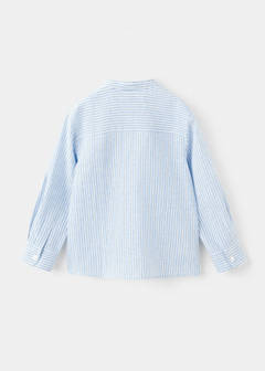 Striped linen-blend shirt — Blue 5