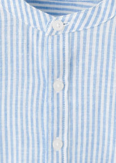 Striped linen-blend shirt — Blue 6