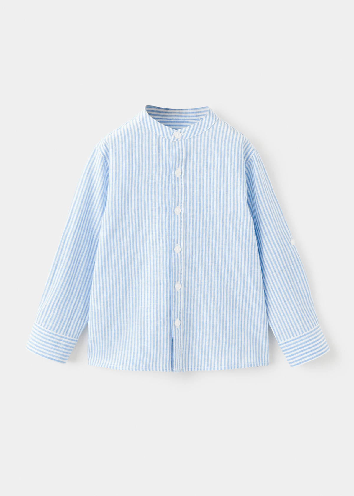 Striped linen-blend shirt — Blue