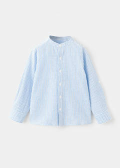 Striped linen-blend shirt — Blue 2