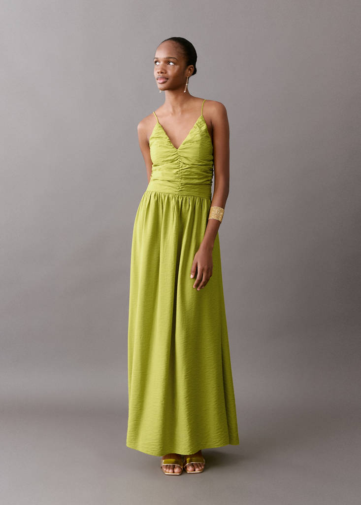 Long draped dress — Lime
