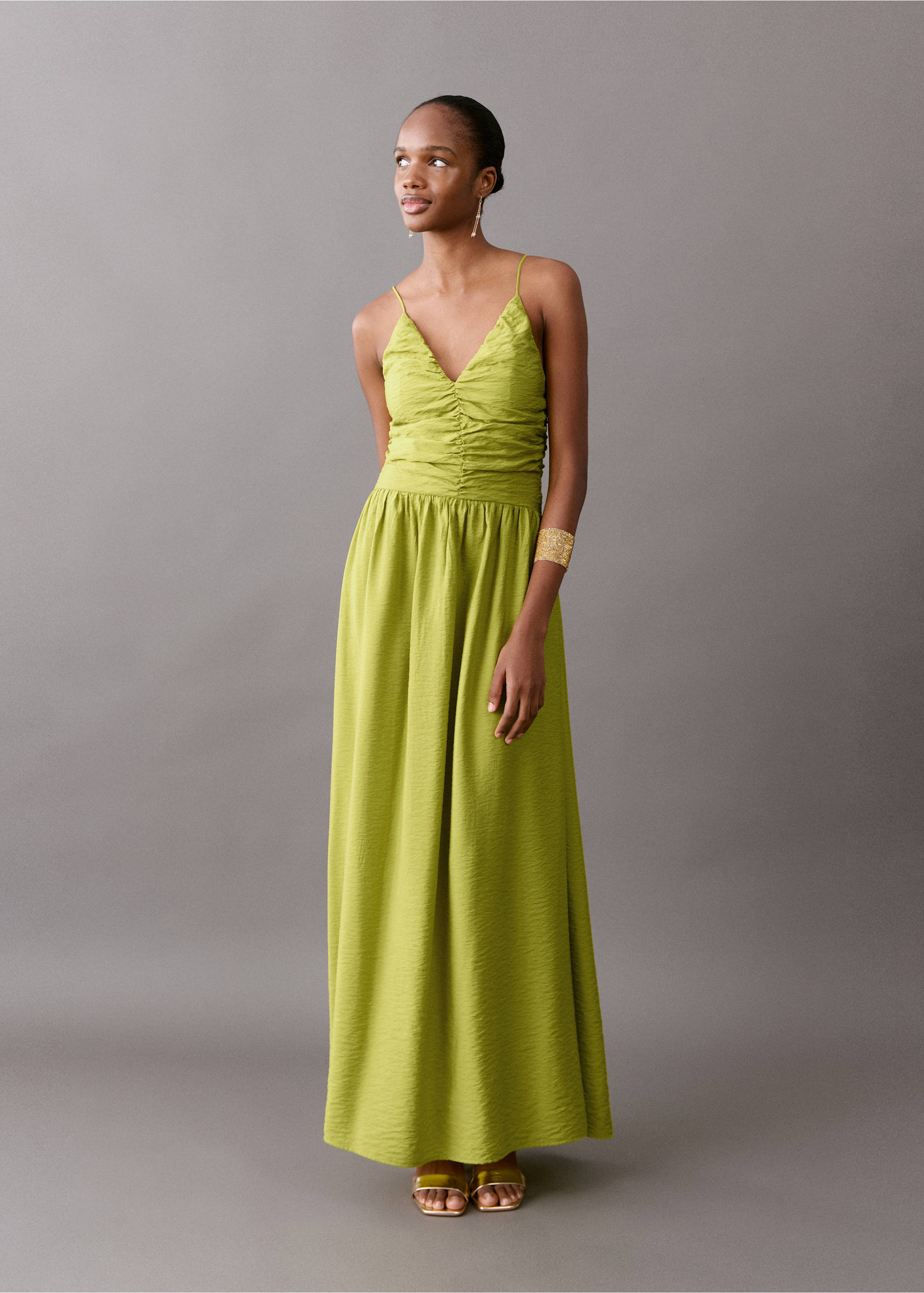 Long draped dress - General plane, Lime. Ref: 27025812-00.