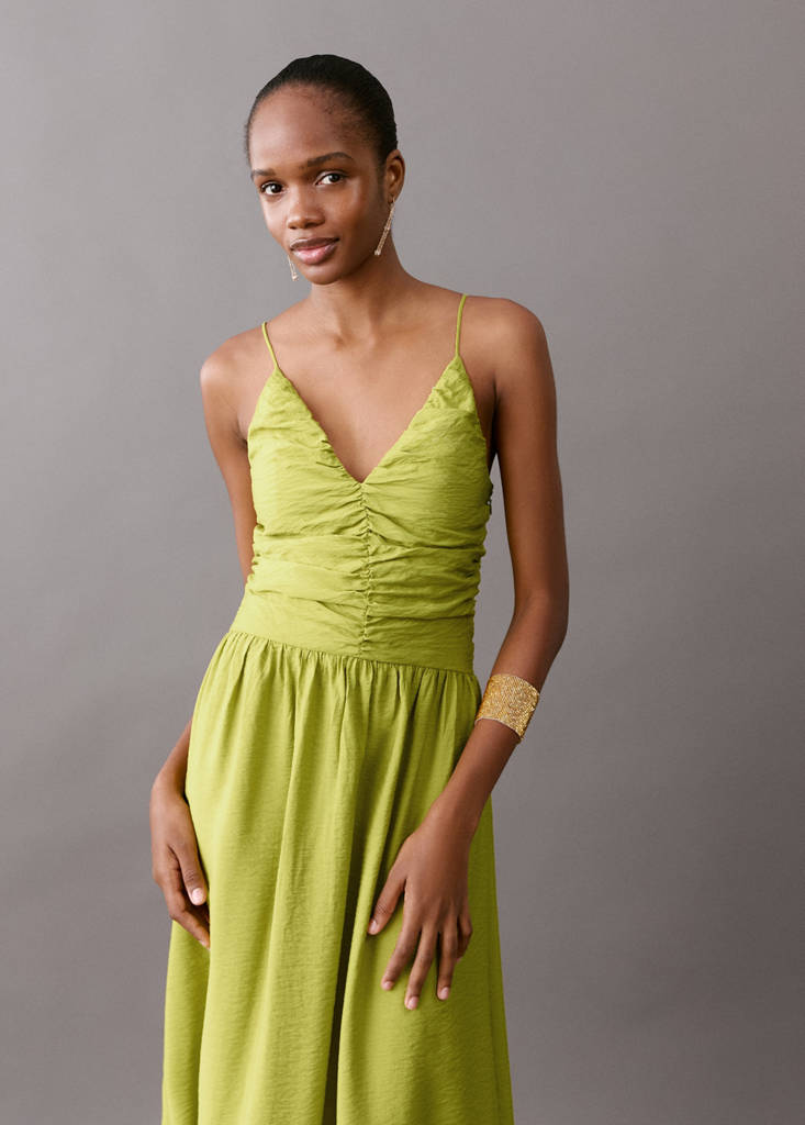 Long draped dress — Lime