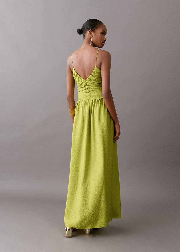 Long draped dress — Lime