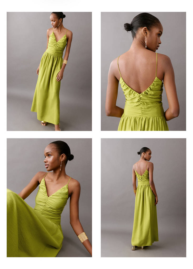 Long draped dress — Lime