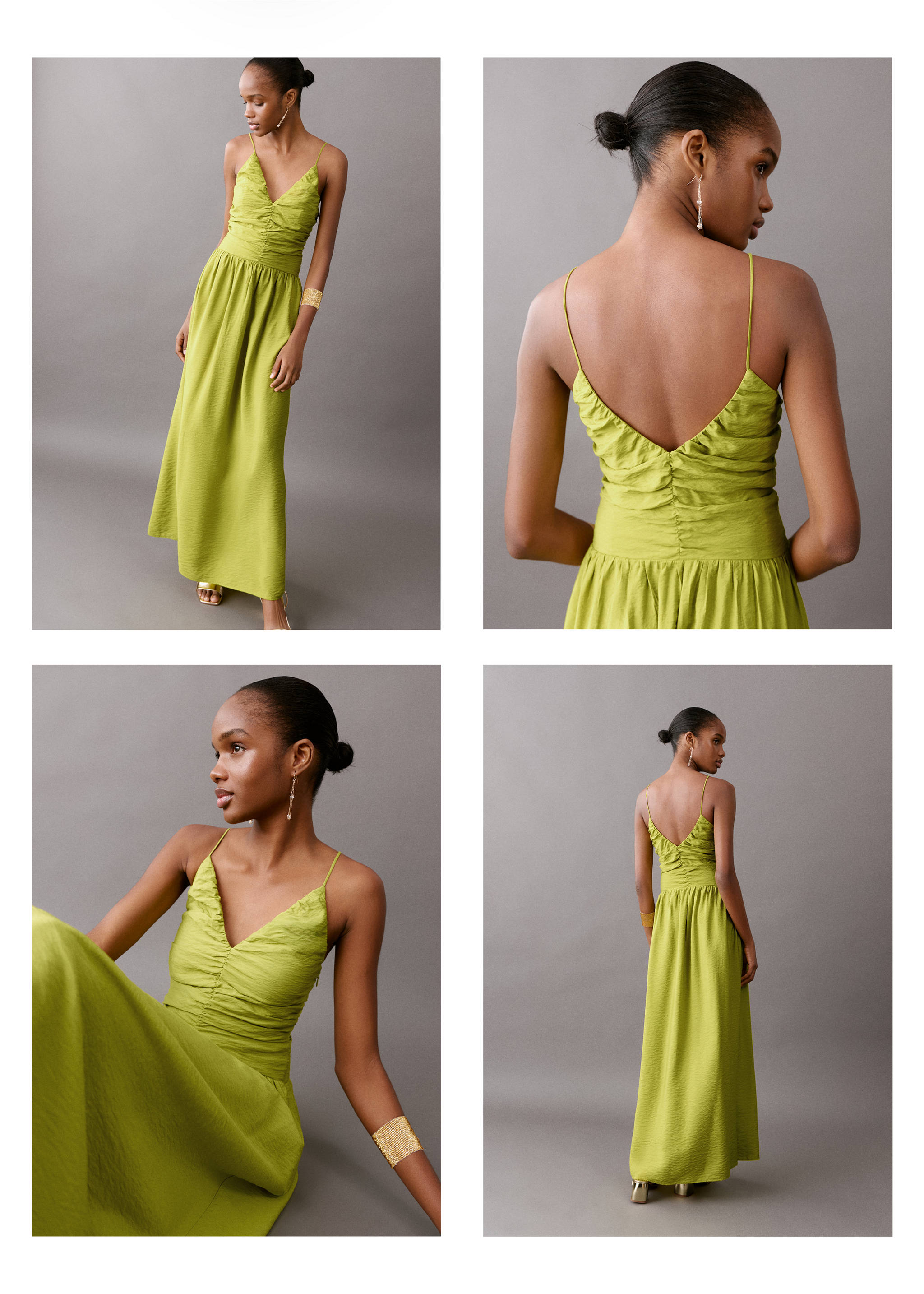 Long draped dress - Details of the article 6, Lime. Ref: 27025812-00.