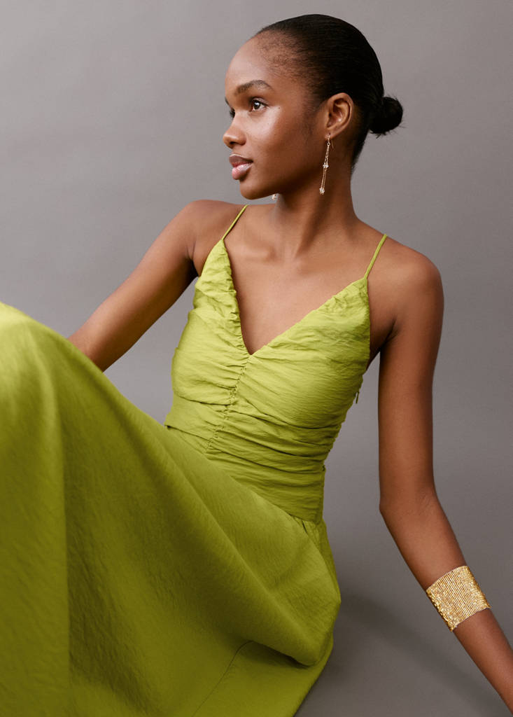 Long draped dress — Lime