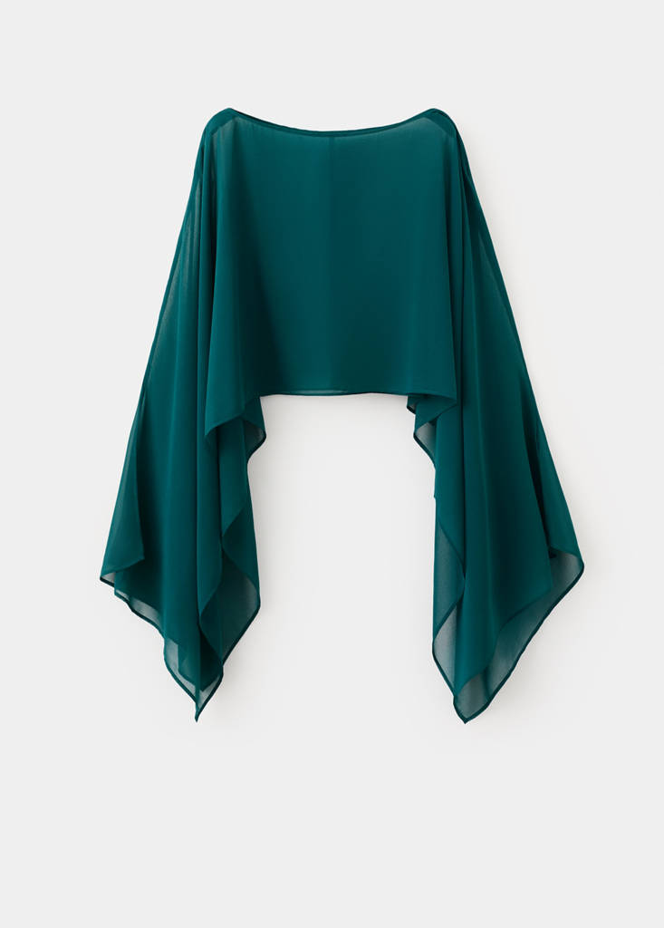 Flowing cape blouse — Petrol Blue