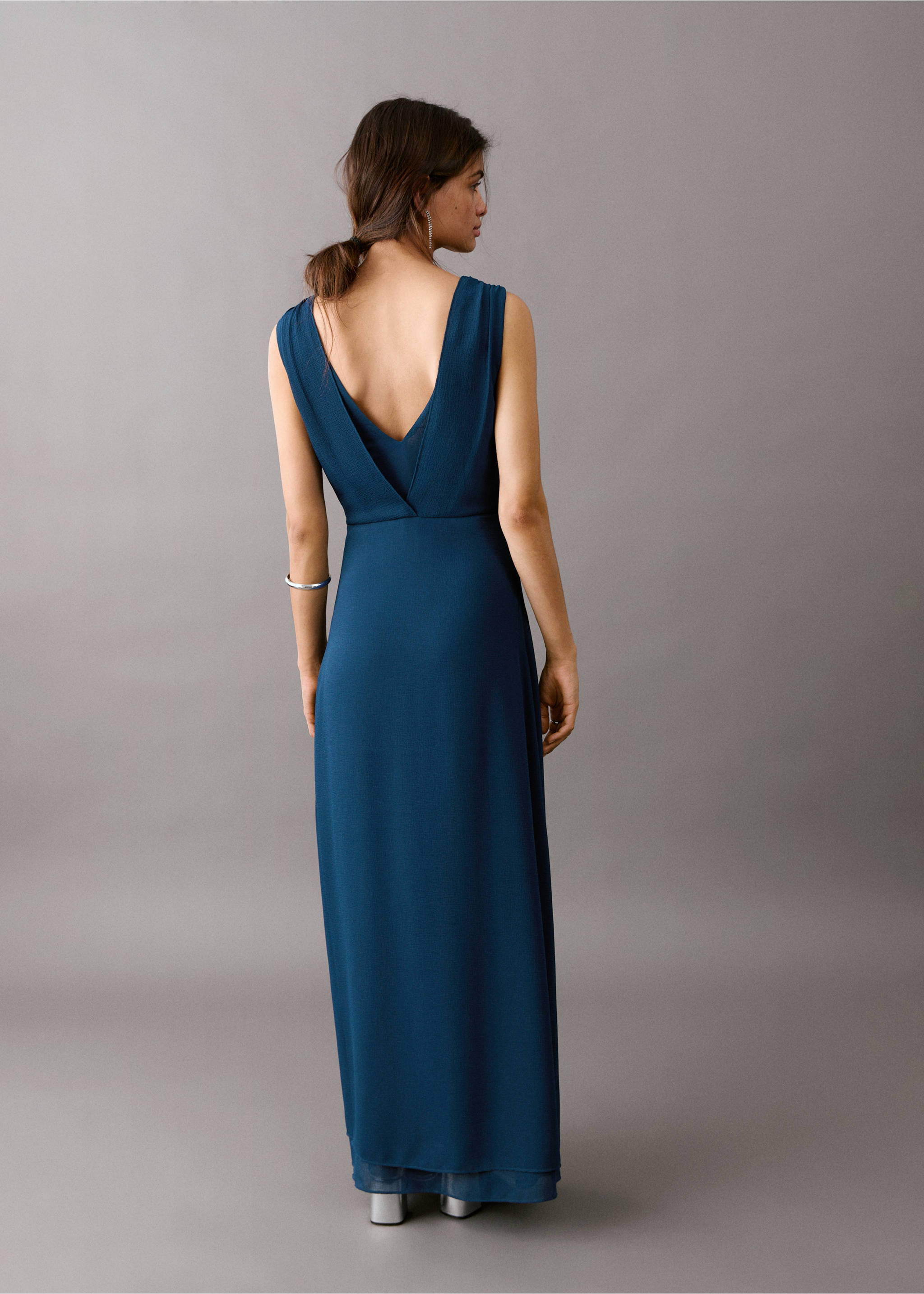 Vestido detalle fruncido - Reverso del artículo, Azul marino. Ref: 27025814-00.