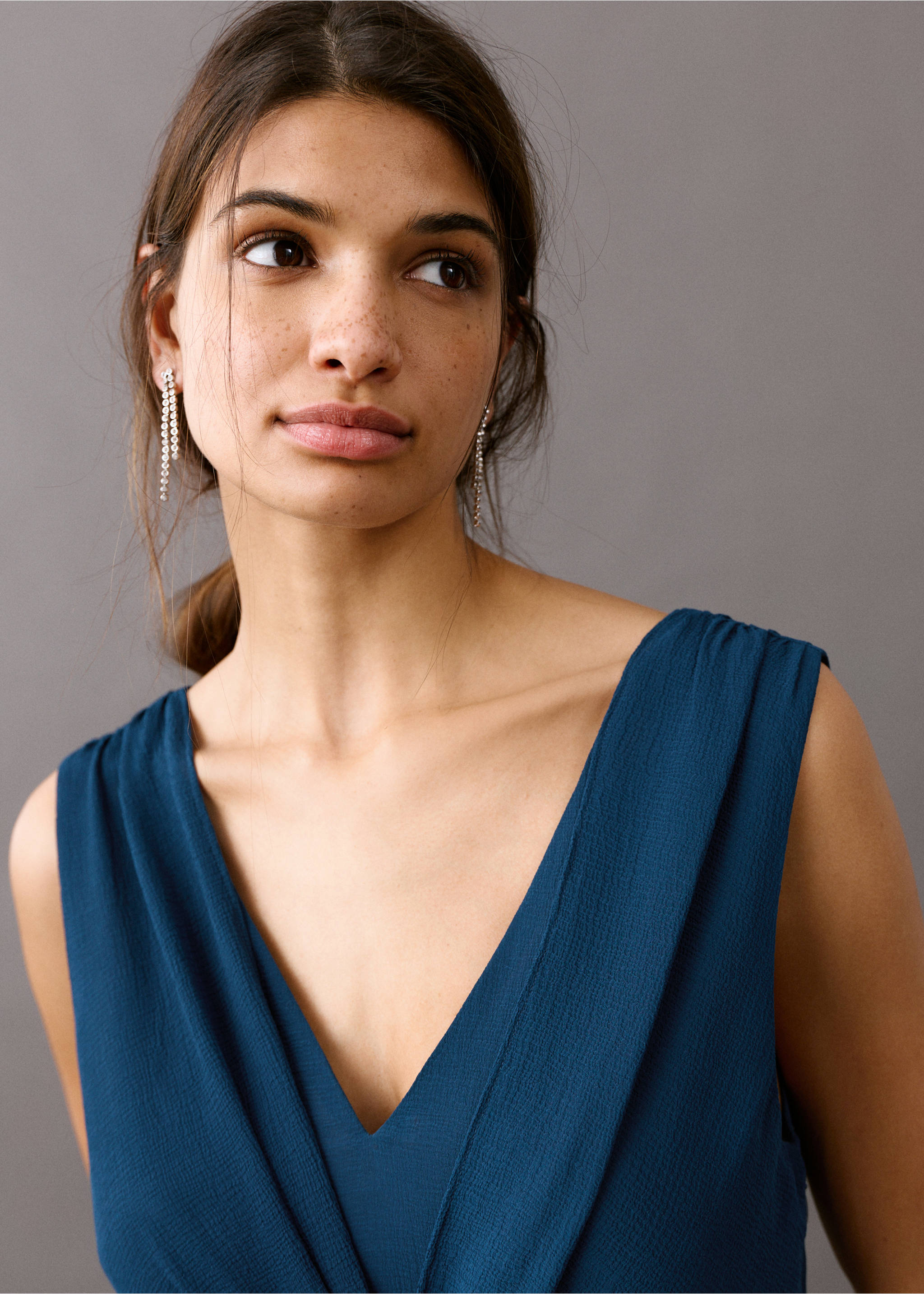 Vestido detalle fruncido - Detalle del artículo 1, Azul marino. Ref: 27025814-00.