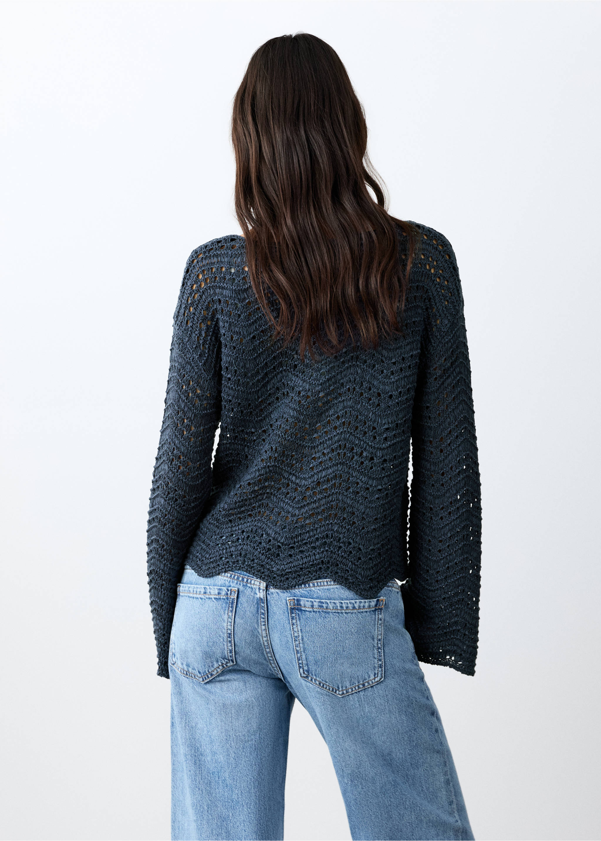 Openwork knit sweater - Reverse of the article, Navy. Ref: 27025816-00.