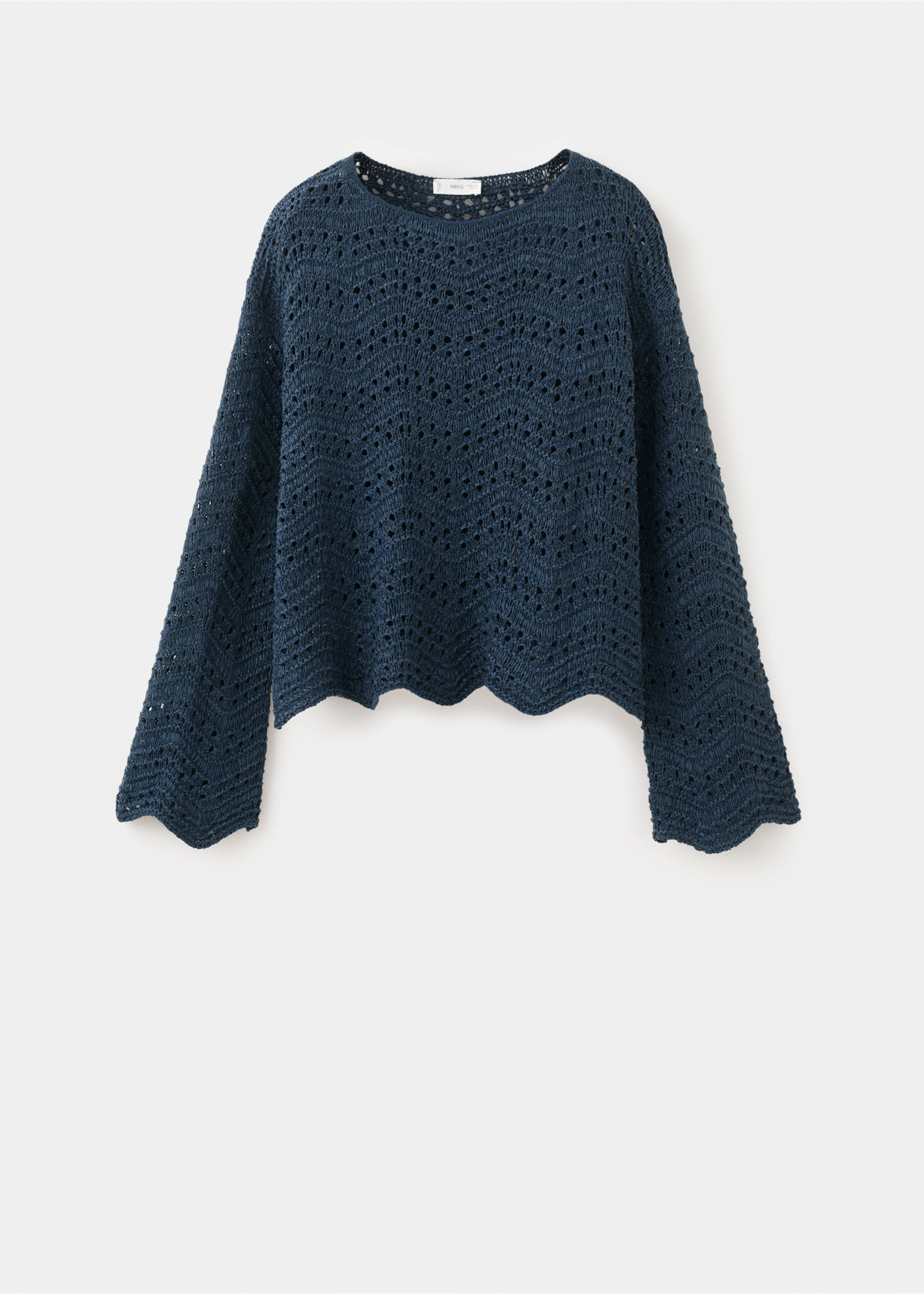 Openwork knit sweater - Article without model, Navy. Ref: 27025816-00.