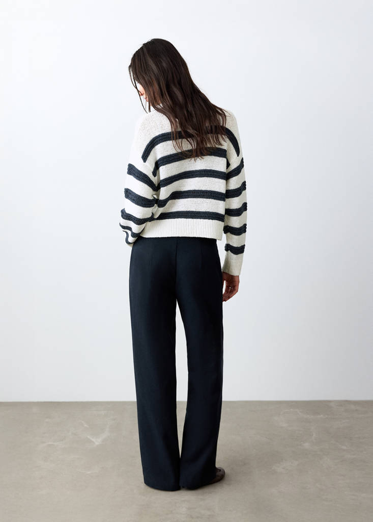 Striped openwork knit sweater — Off White