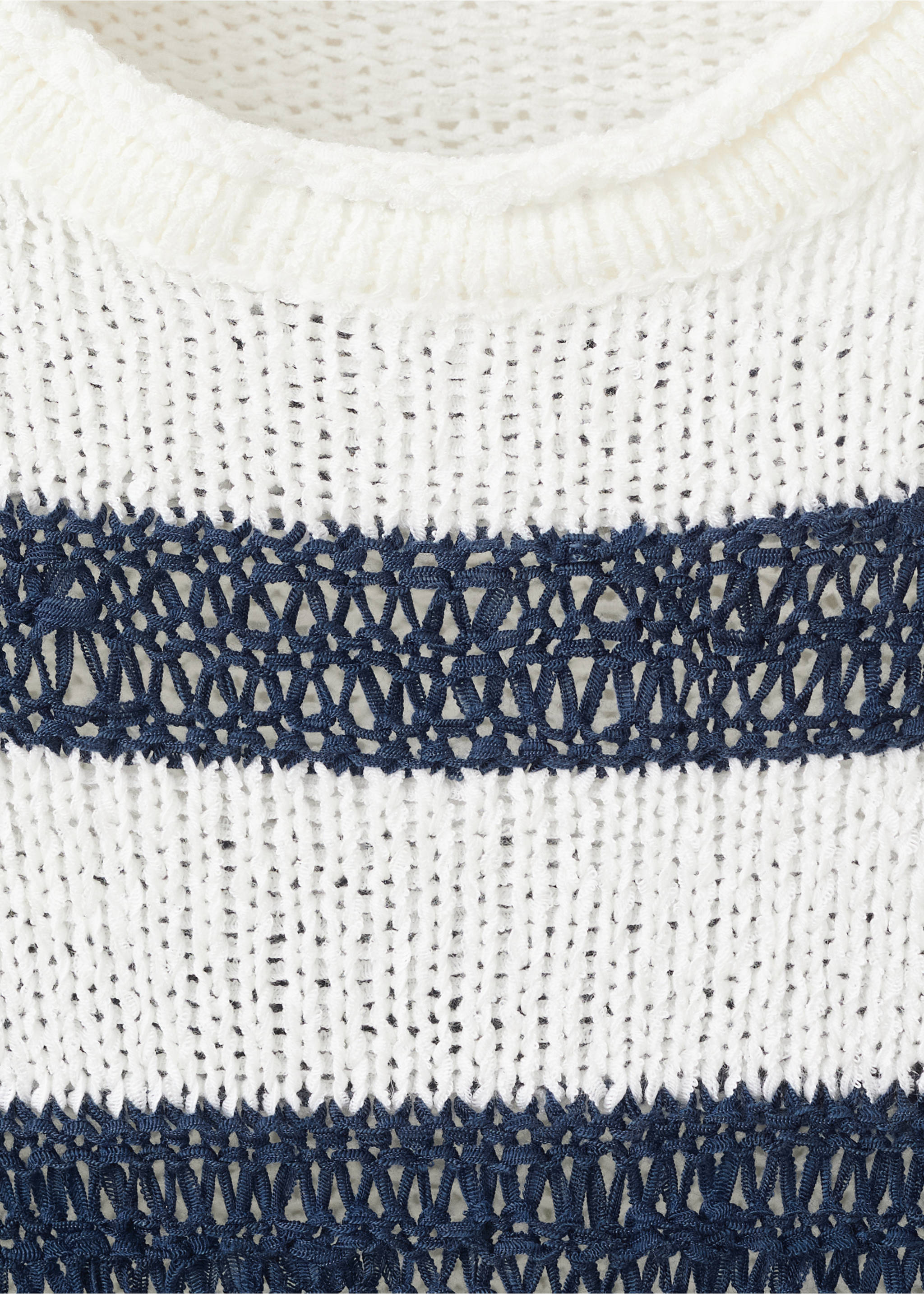 Striped openwork knit sweater - Details of the article 8, Off White. Ref: 27025817-00.