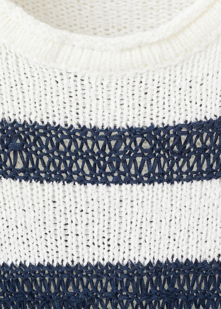 Striped openwork knit sweater — Off White