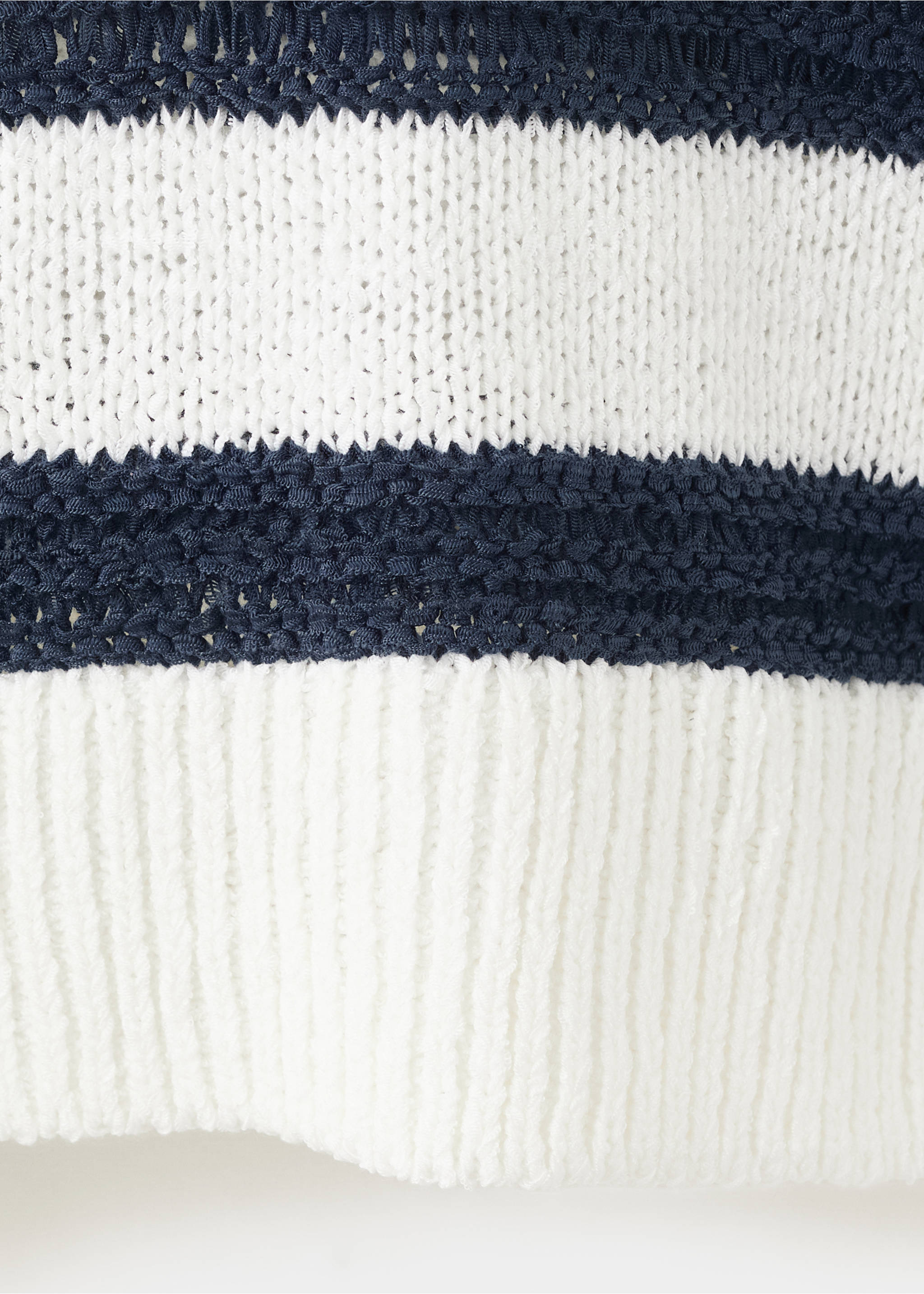 Striped openwork knit sweater - Details of the article 0, Off White. Ref: 27025817-00.