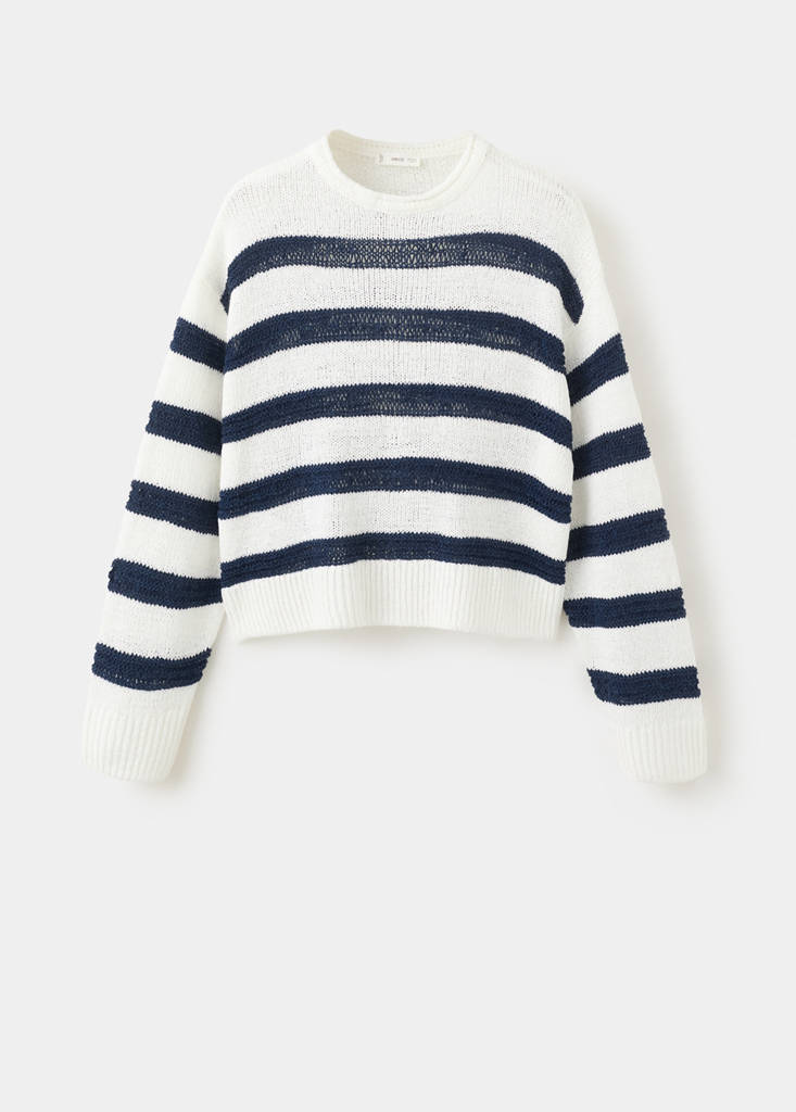 Striped openwork knit sweater — Off White