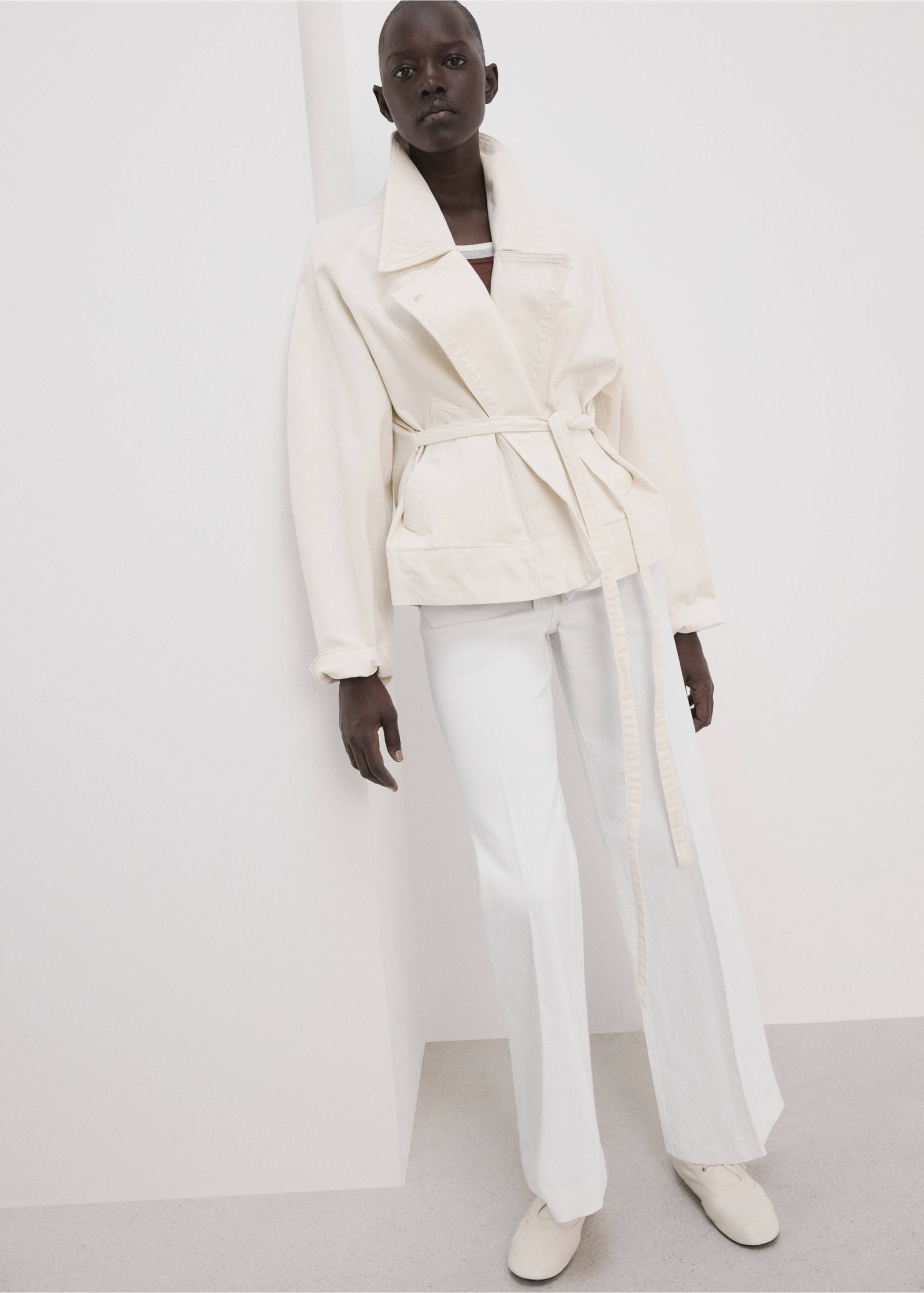 Wide leg jeans with pockets - Details of the article 2, White. Ref: 27025820-00.