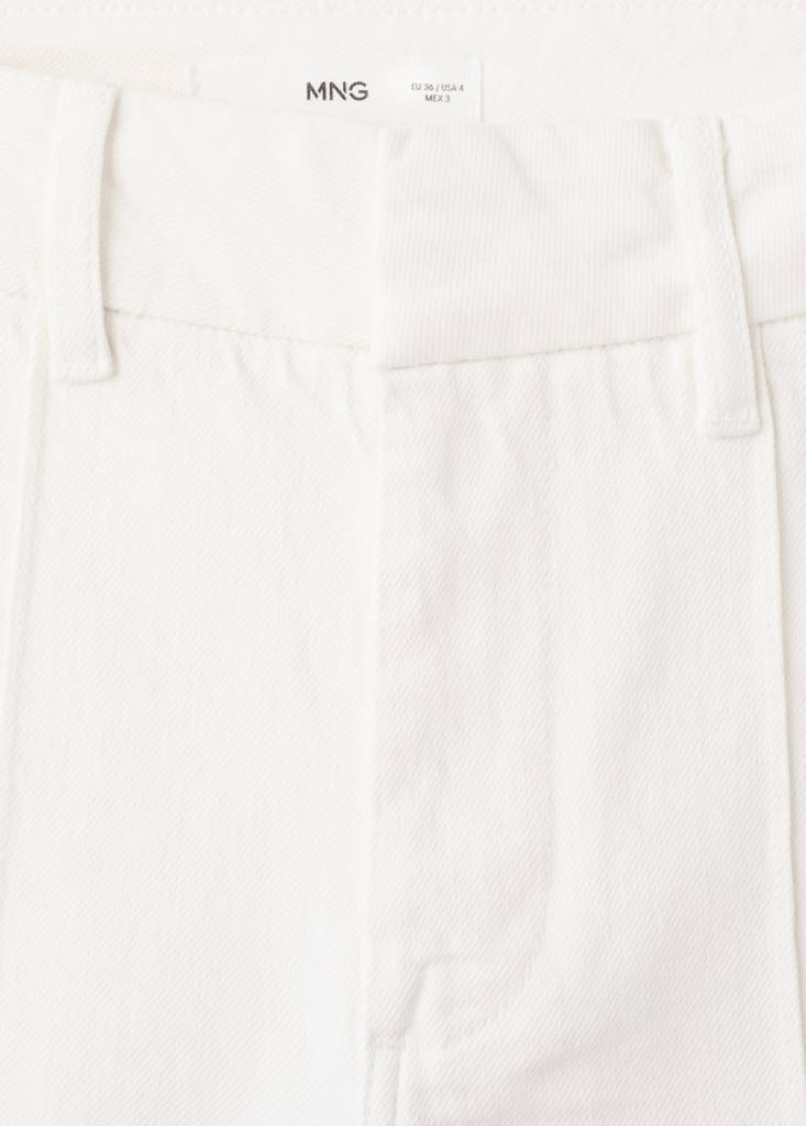 High-waisted wide leg jeans with stitching — White
