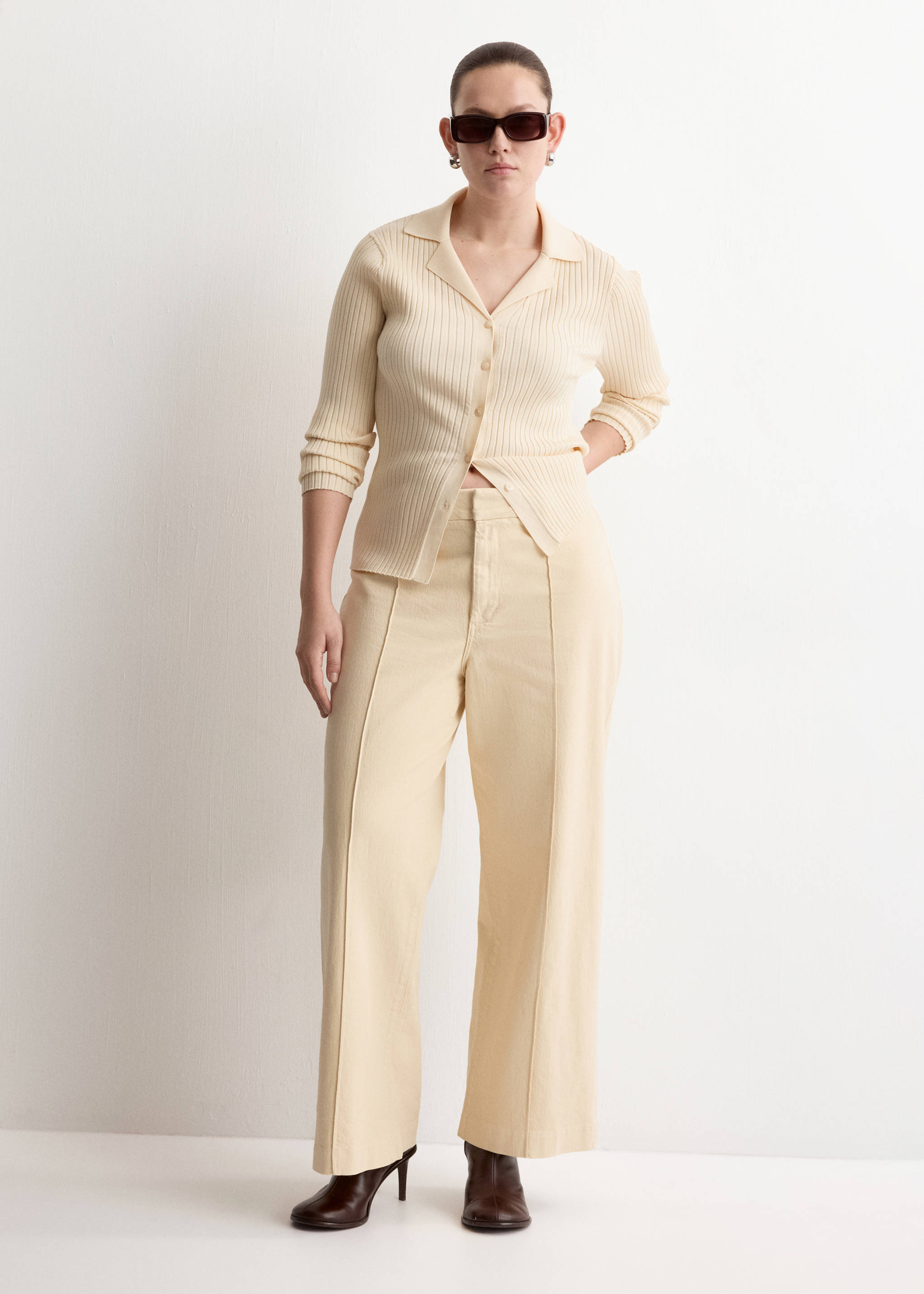 Джинсы wide leg с высокой посадкой и декоративными швами - Деталь изделия 3