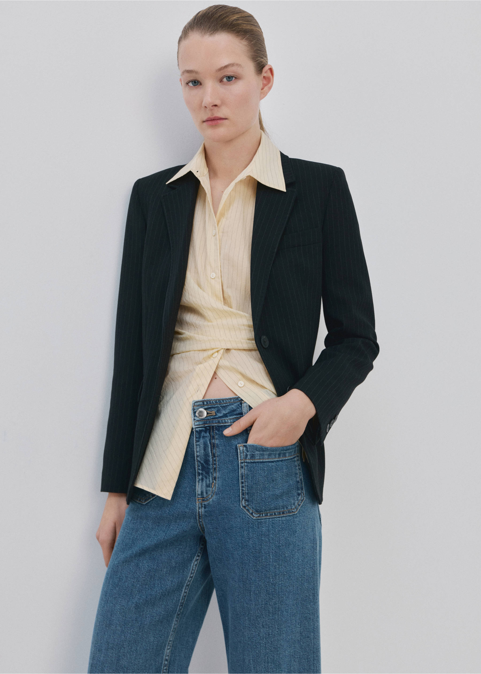 Jeans wide leg dengan kantong - Rincian barang 1, Biru Medium. Ref: 27025823-00.