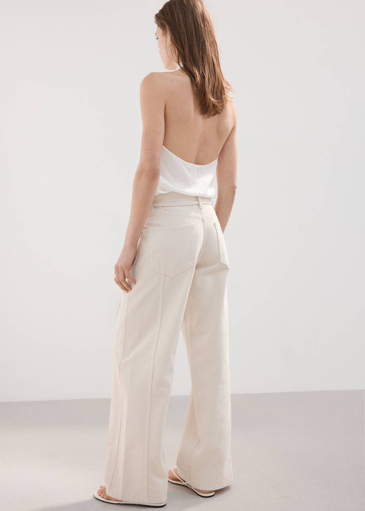 Wide leg jeans with belt — Light/Pastel Grey