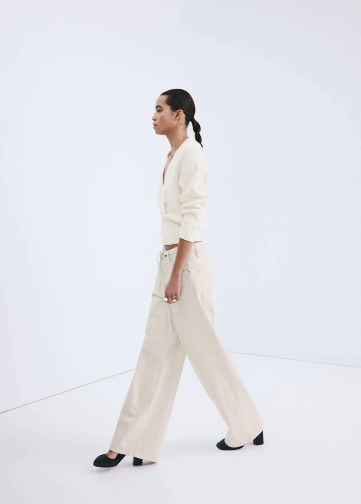 Wide leg jeans with belt — Light/Pastel Grey