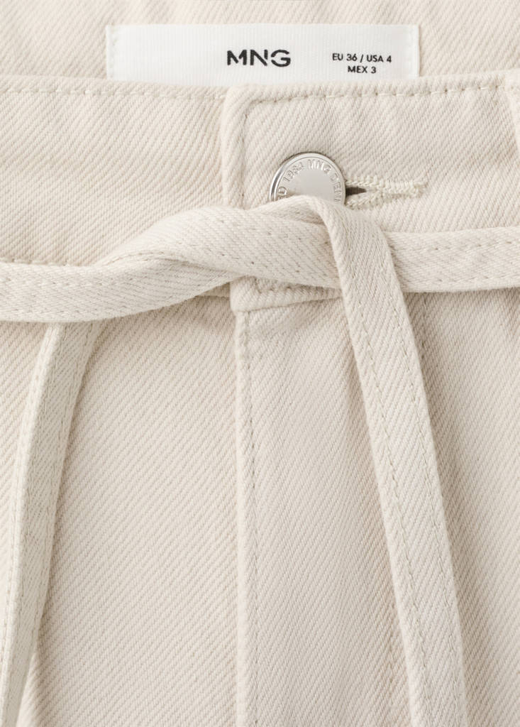 Wide leg jeans with belt — Light/Pastel Grey
