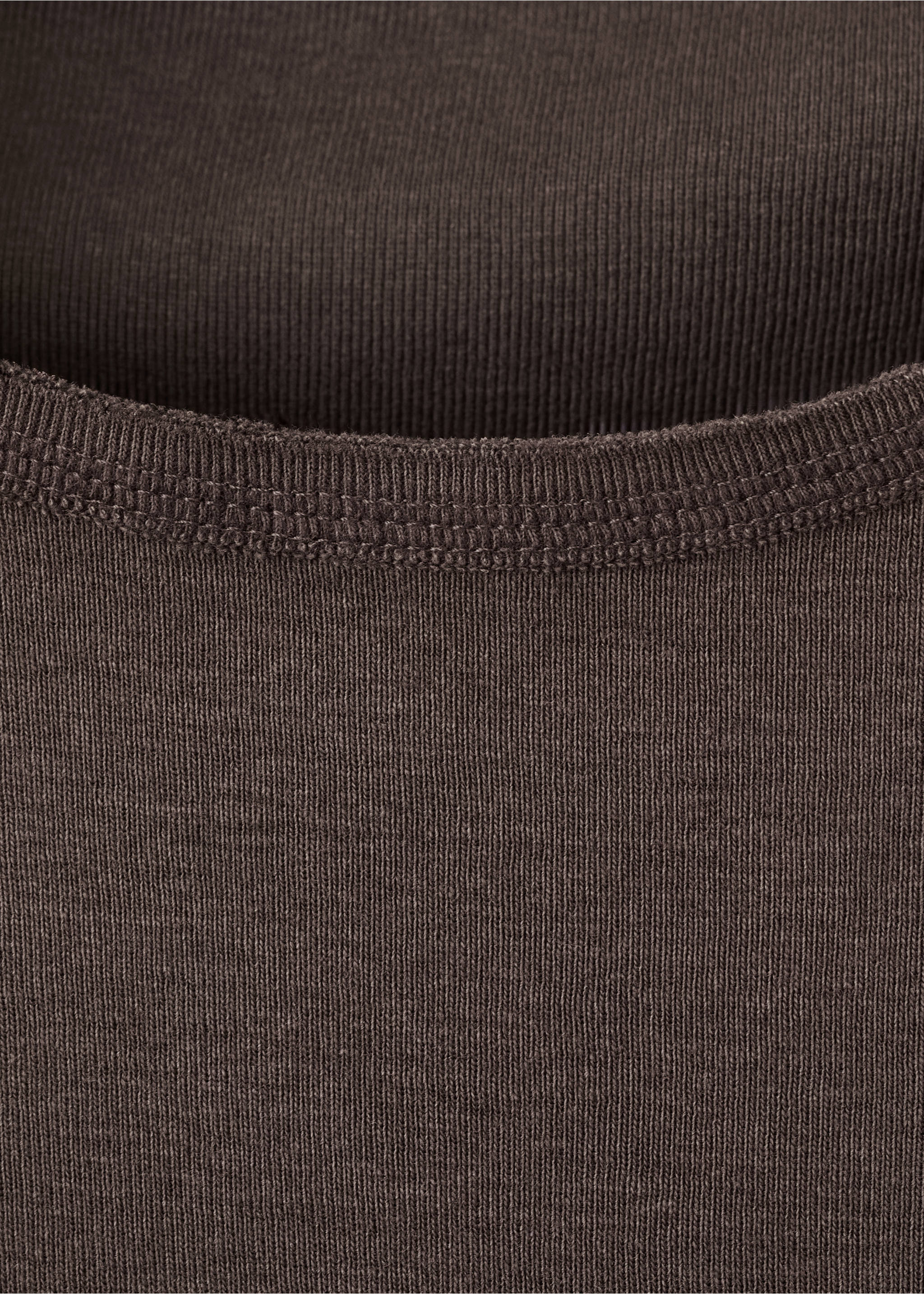 Long sleeve cotton t-shirt - Details of the article 8, Brown. Ref: 27025825-00.