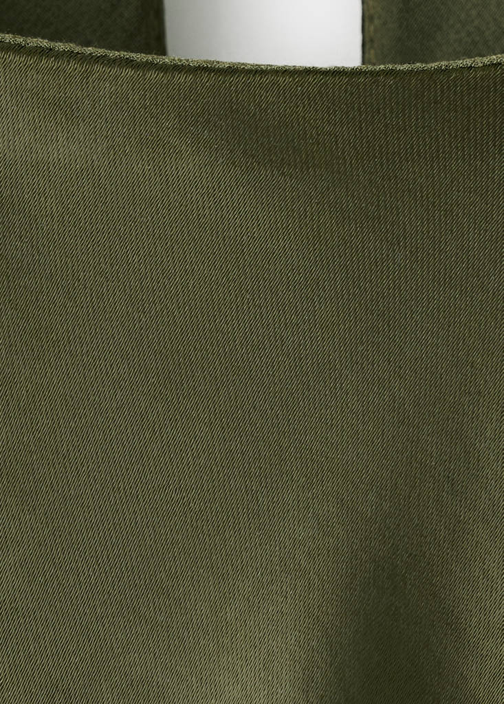 Satin dress with shoulder pads — Green