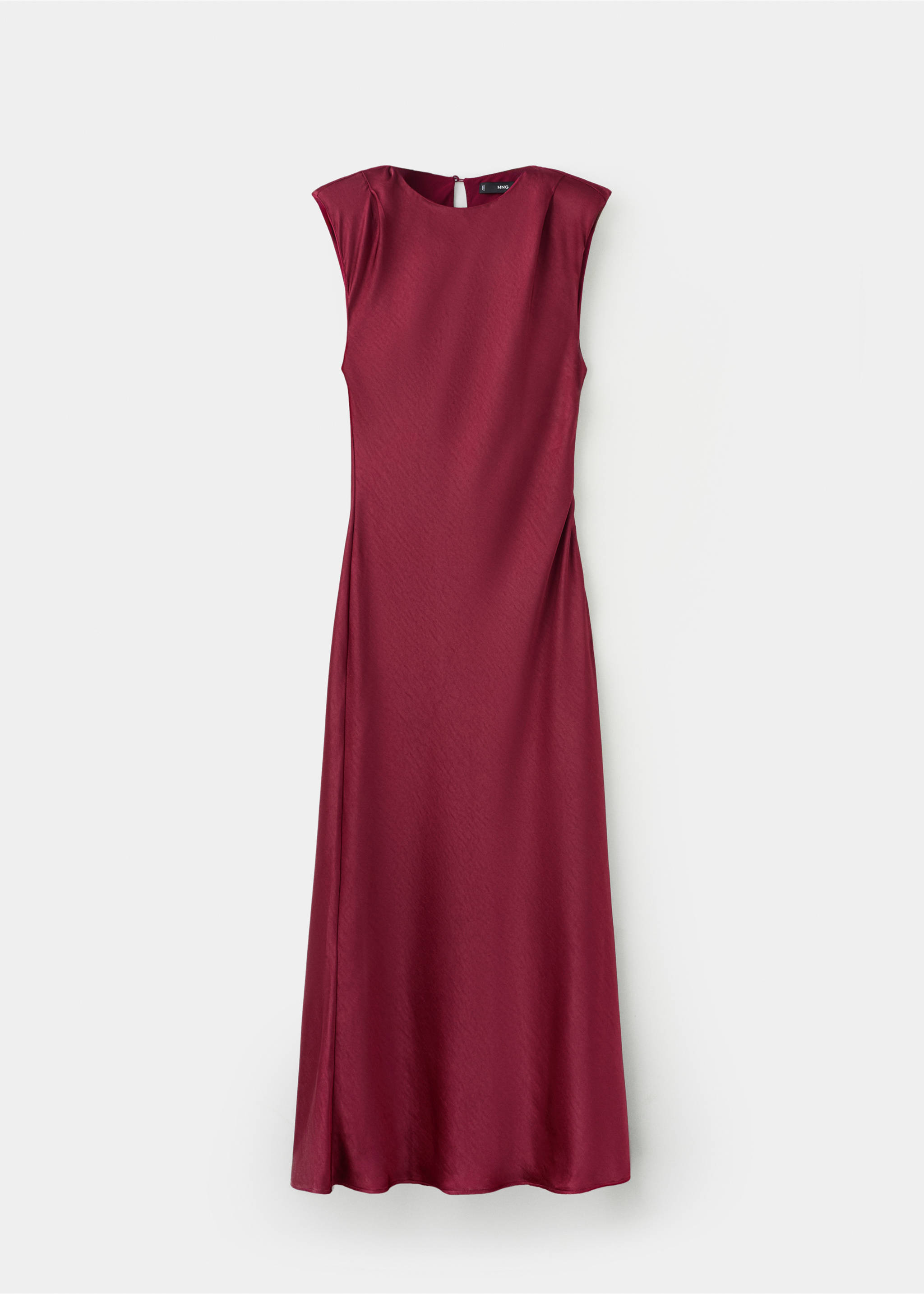 Satin dress with shoulder pads - Article without model, Cherry. Ref: 27025826-00.