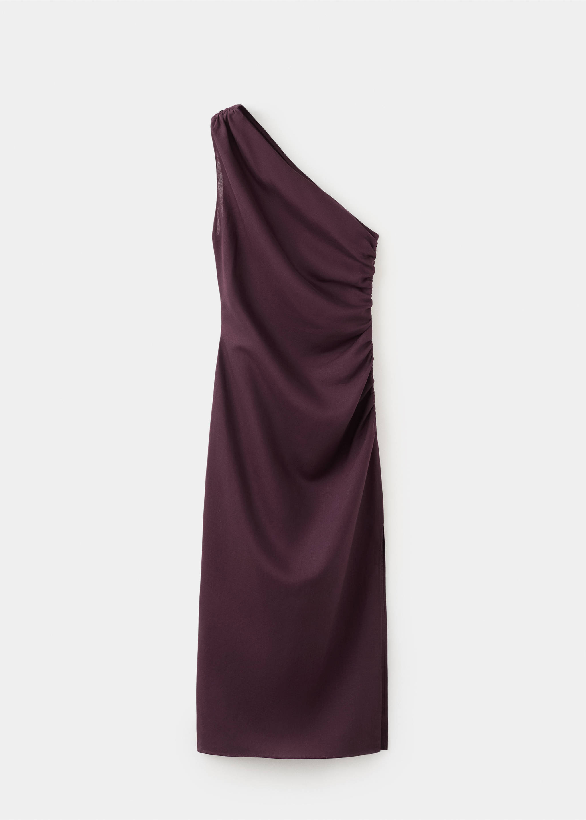 Asymmetrical dress with side slit - Article without model, Burgundy. Ref: 27025827-00.